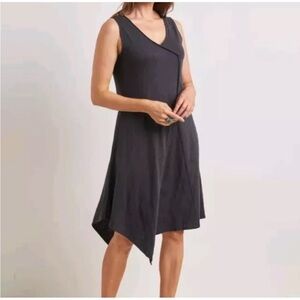 ⭐️ Habitat Asymmetrical Tank Dress With Pockets In Black Cotton Lagenlook